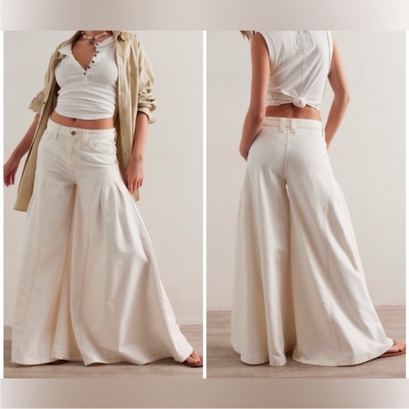 FP Movement by Free People Cream Wide Leg Jeans - Picture 2 of 5